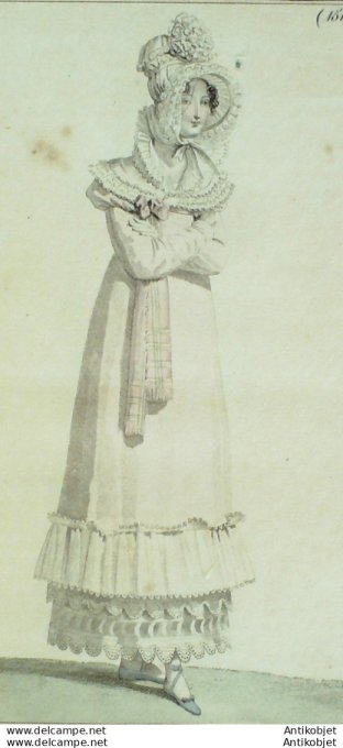 Gravure de mode Costume Parisien 1815 n°1511 Pardessus de moussline