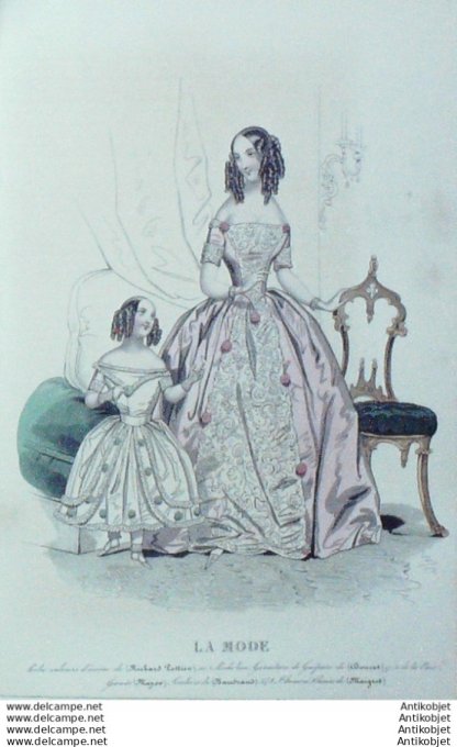 Gravure La mode 1841 # 36 (aquarelle old Fashion plate)