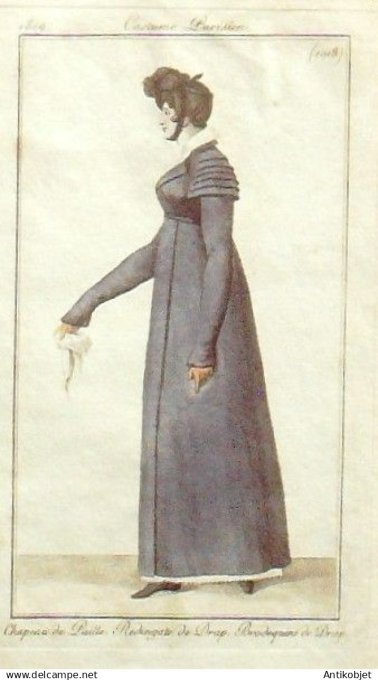 Costume Parisien 1809 #1018b (eau forte) Redingote  de drap