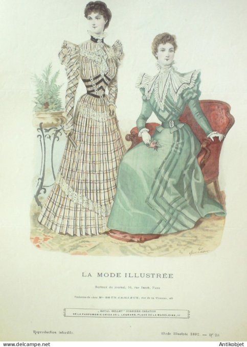 Gravure Mode illustree 1897 # 28 (Old Fashion plate) RARE