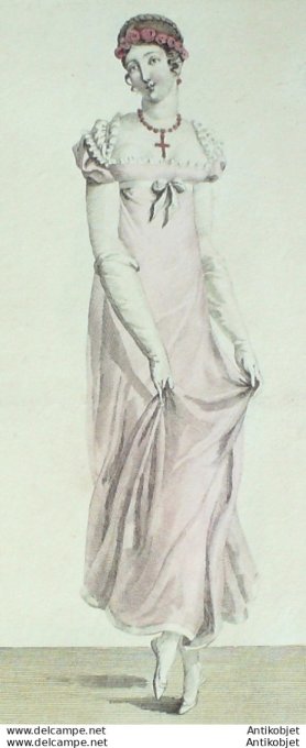 Gravure de mode Costume Parisien 1810 n°1039 Costume de bal