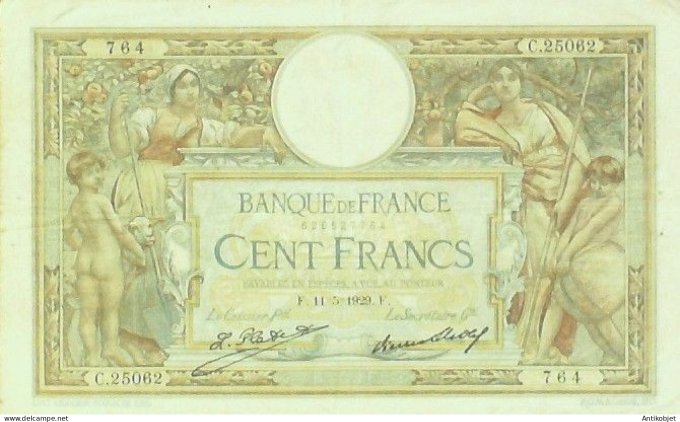 Billet Banque de France 100 francs Luc Olivier Merson Grands Cartouches F115=1929 TTB+++