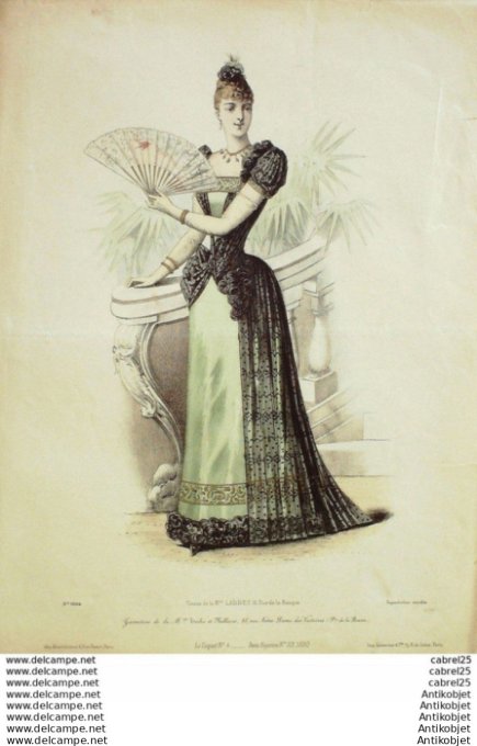 Gravure Mode Le Coquet 1890 # 04 (Old Fashion plate)