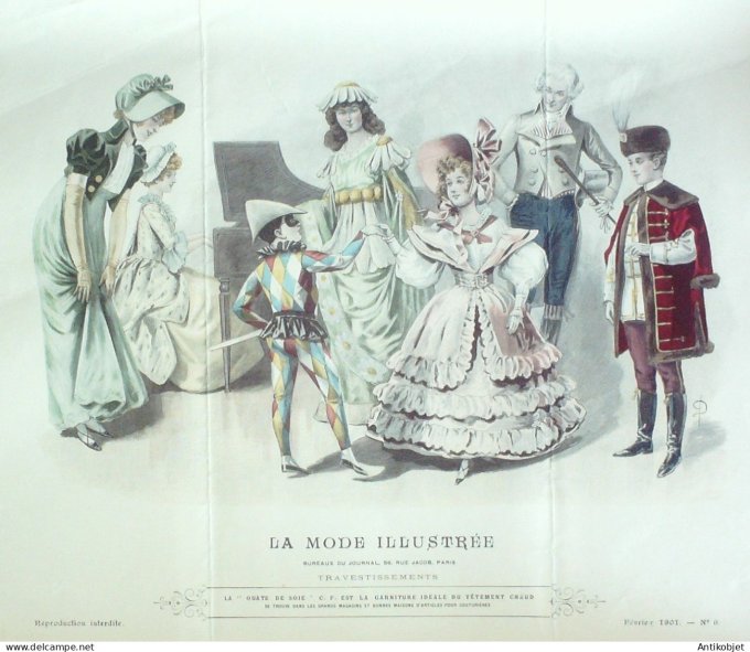 Gravure Mode illustree 1901 #  6 (Old Fashion plate) RARE