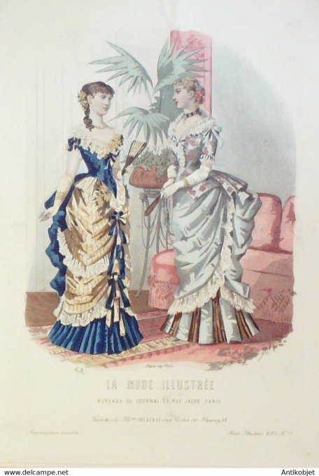 Gravure de mode La Mode illustrée 1882 n°51 (Maison Delaunay)