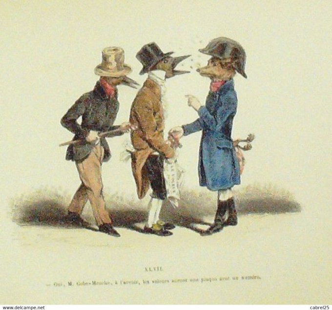 Grandville "Les Métamorphoses du jour" XLVIIA Renard Oiseau 1847