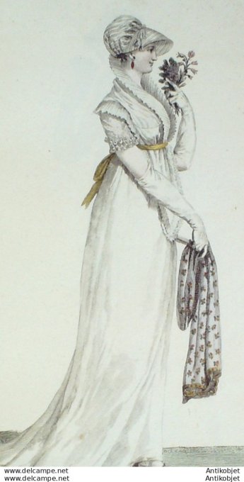 Gravure de mode Costume Parisien 1804 n° 553 (An 12) Colerette en éventail