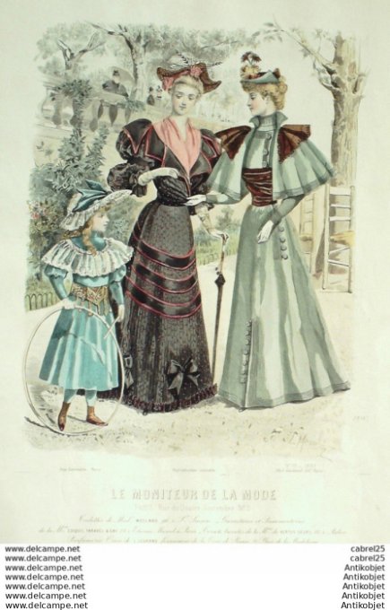 Gravure Mode Le Moniteur 1893 # 10 (Old Fashion plate)