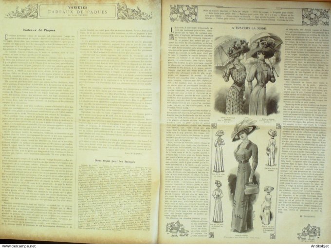 La Mode illustrée journal 1910 n° 13 Toilettes Costumes Passementerie