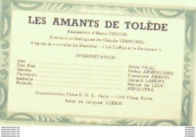Mon Film 347 53-04-15 Les amants de Tolede Alida Valli Francoise Arnoul