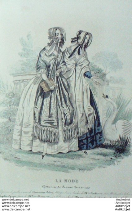 Gravure La mode 1841 # 34 (aquarelle old Fashion plate)