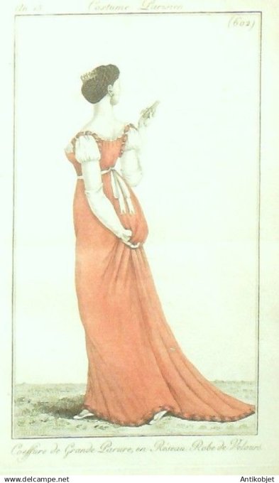 Costume Parisien 1805 an 13 # 602 (eau forte) Robe velours