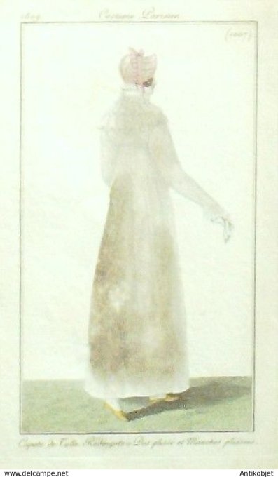 Costume Parisien 1809 #1007b (eau forte) Redingote  à  dos plissé