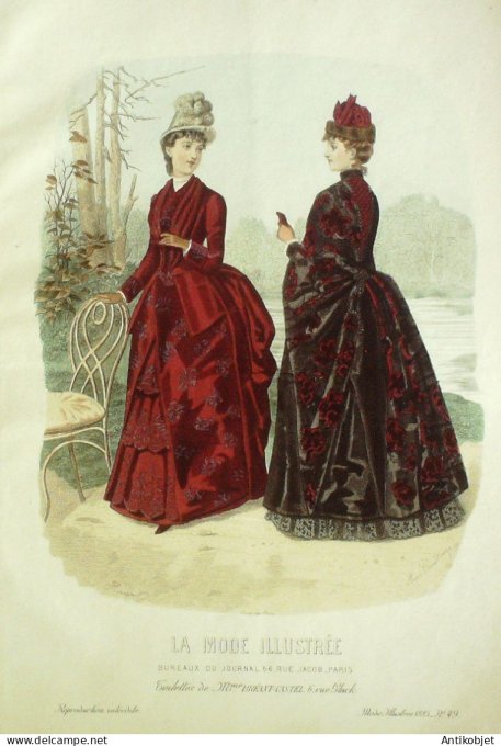 Gravure Mode illustree 1885 # 49 (Old Fashion plate)
