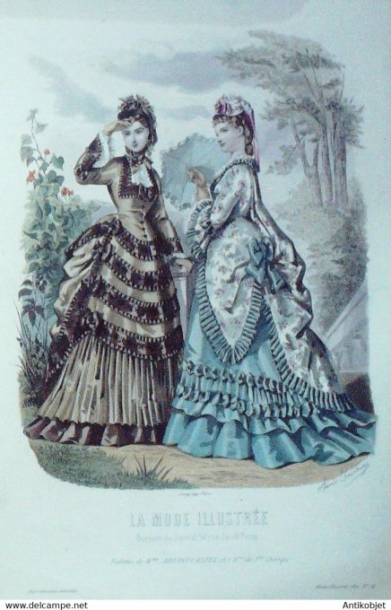 Gravure de mode La Mode illustrée 1872 n°34 (Maison Bréant-Castel)