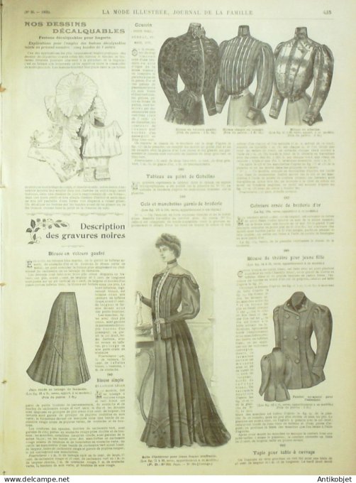 La Mode illustrée journal 1905 n° 36 Robe Princesse