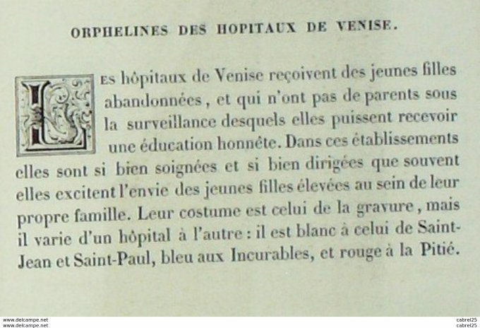 Italie VENISE orpheline d'hôpital 1859