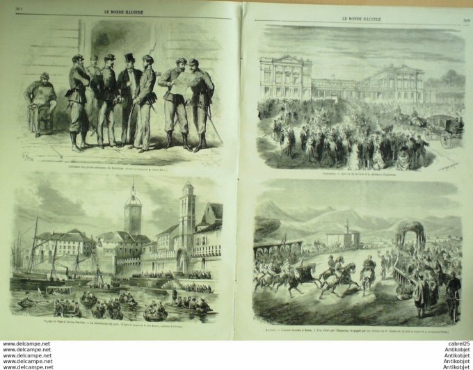 Le Monde illustré 1868 n°605 Italie Ciivita Vecchia Venise Espagne Barcelone Madrid Fort Atarazanas 