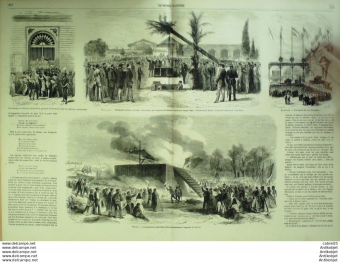 Le Monde illustré 1868 n°605 Italie Ciivita Vecchia Venise Espagne Barcelone Madrid Fort Atarazanas 
