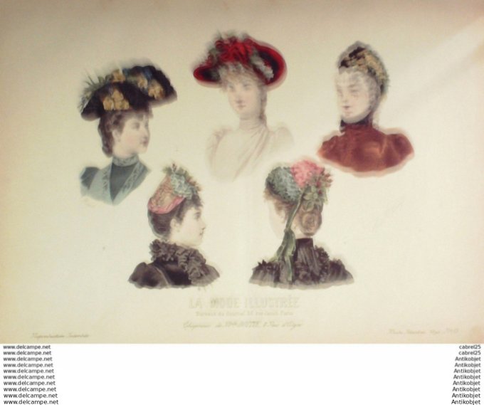 Gravure Mode illustree 1890 # 15 (Old Fashion plate) RARE