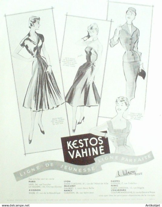 Publicité Lingerie Kestos Vahiné signée Paulin 1950