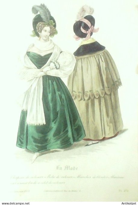Gravure La mode 1832 # 275 (aquarelle old Fashion plate)