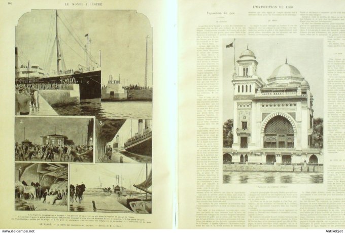 Le Monde illustré 1900 n°2264 Havre (76) Chine Pékin Perse Shah Italie roi Humbert Cochers grève Mar