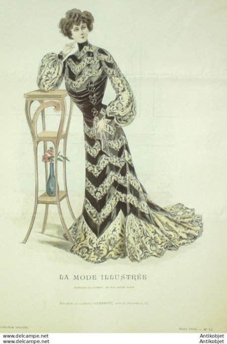 Gravure Mode illustree 1903 # 12 (Old Fashion plate) rare