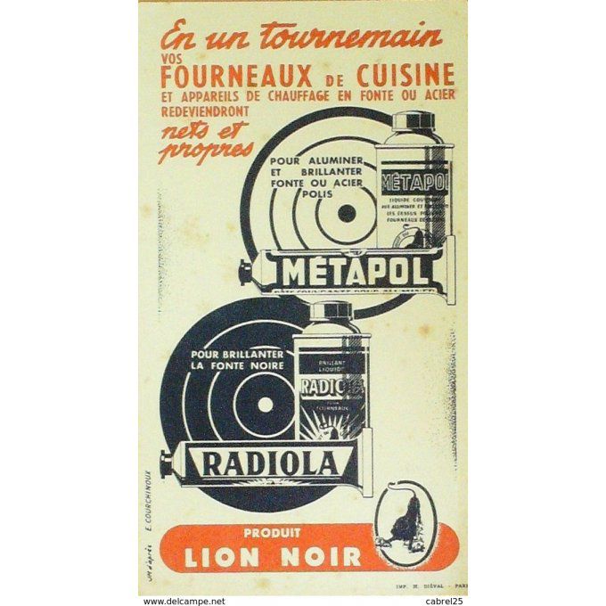Buvard LION NOIR METAPOL/RADIOLA Entretien