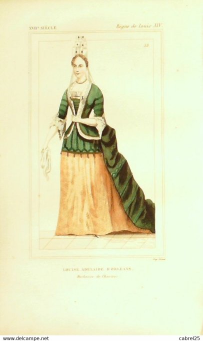 Figure d'histoire ADELAIRE Louise d'ORLEANS Duchesse CHARTRES 17ème 1852