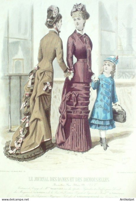 Gravure Mode J.Dames & Demoiselles 1872 # 1550 (Old Fashion plate)