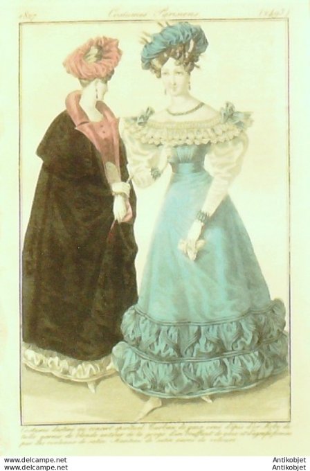 Costume Parisien 1827 # 2493 Robe de tulle garnie de blonde