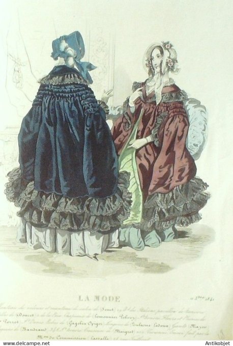 Gravure La mode 1841 # 48 (aquarelle old Fashion plate)