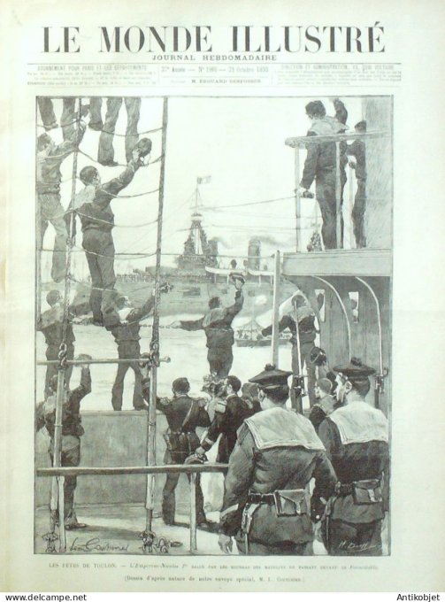 Le Monde illustré 1893 n°1908 Toulon (83) Amiral Avellan Port de la rade