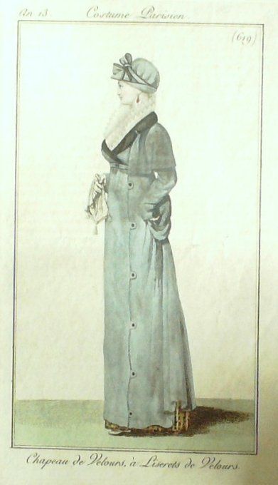 Gravure Mode Costume Parisien 1805 an 13 # 619 (eau forte old Fashion plate