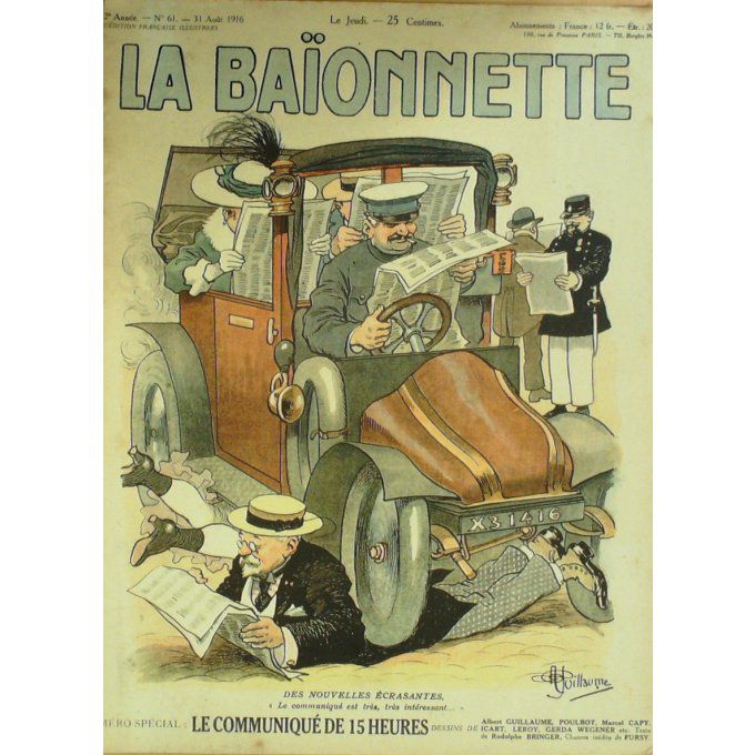 La Baionnette 1916 n°061 (Communiqué de 15 heures) POULBOT ICART WEGENER GUILLAUME