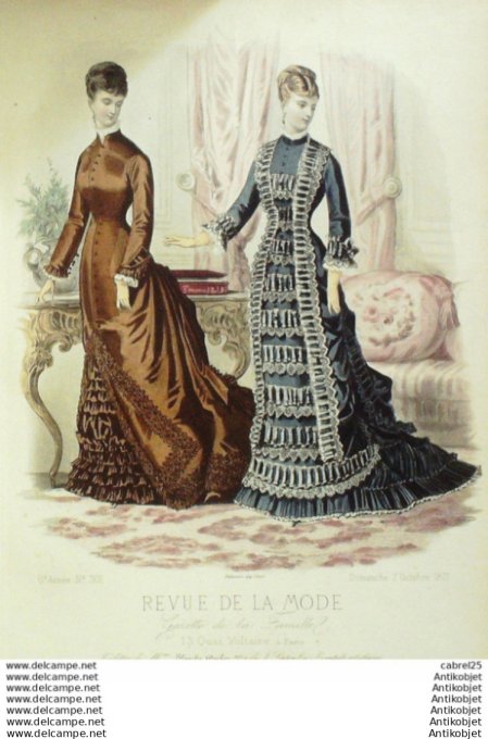 Gravure Mode La Gazette 1877 # 301 (Old Fashion plate)