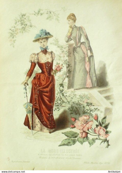 Gravure Mode illustree 1890 # 11 (Old Fashion plate) RARE