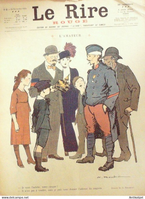 Le Rire Rouge 1914-11-28 # 2 Journal humoristique Ed.Originale L'Amateur