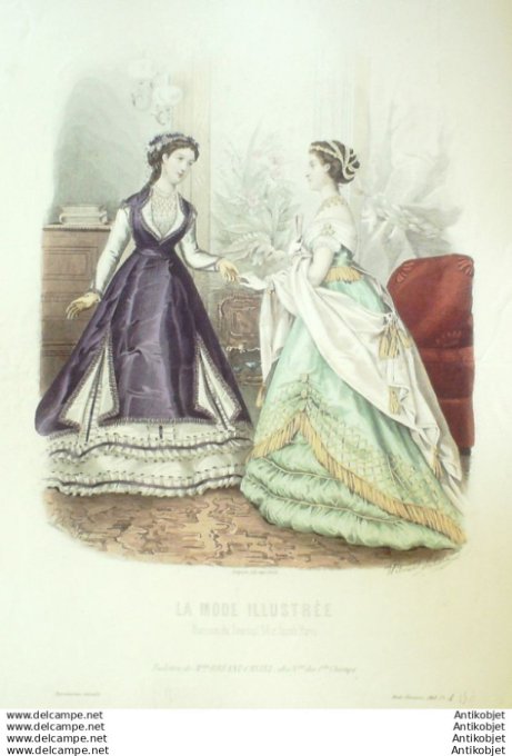 Gravure Mode illustree 1868 # 13 (Old Fashion plate)
