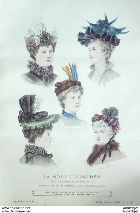 Gravure Mode illustree 1895 # 47 (Old Fashion plate) rare