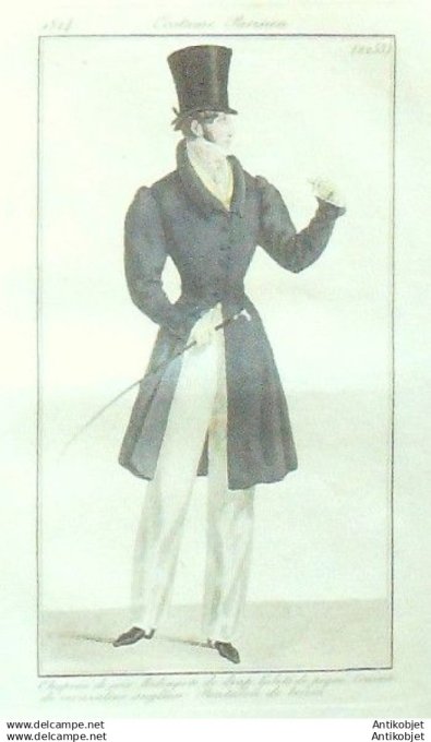 Gravure Mode Costume Parisien 1824 # 2253 (eau forte old Fashion plate