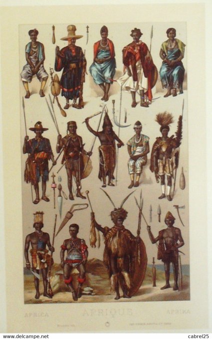 Portrait Peul Yoloff Fêticheur Bakalais Bassouto Zoulou Bertas Abyssin Pongwes