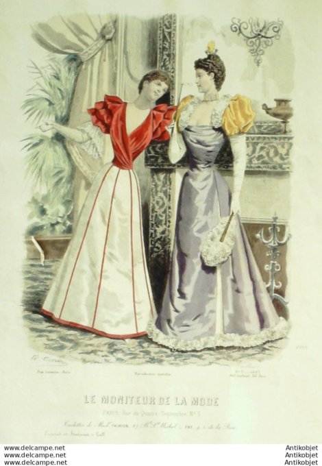 Gravure Mode Le Moniteur 1893 # 05 (Old Fashion plate)