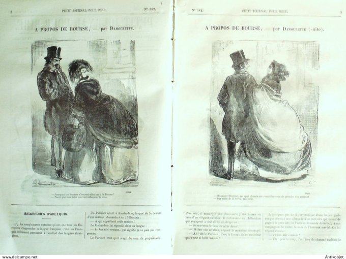 Petit journal pour Rire 1862 # 382 A propos de Bourse Damourette