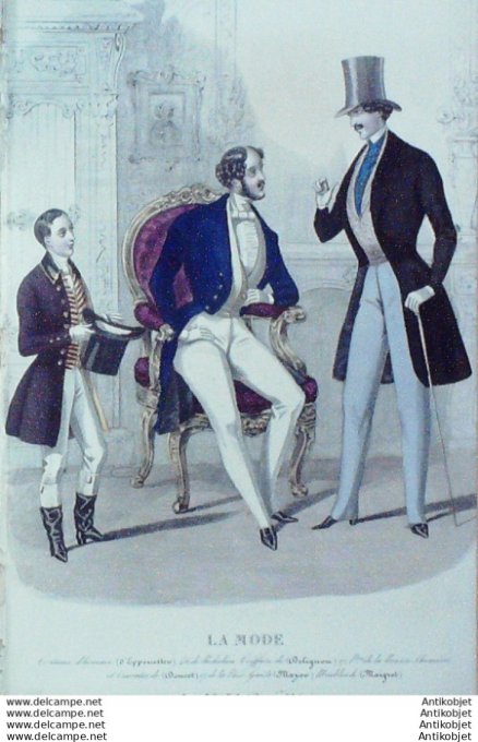 Gravure La mode 1841 # 28 (aquarelle old Fashion plate)