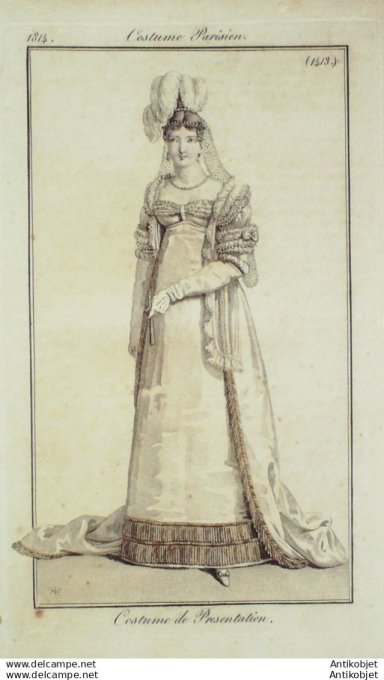 Gravure Mode Costume Parisien 1814 # 1413 (eau forte old Fashion plate