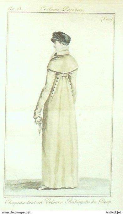 Costume Parisien 1805 an 13 # 600 (eau forte) Redingote de drap