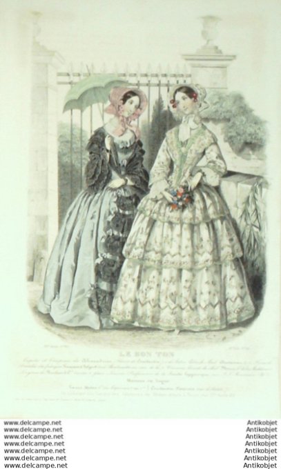 Gravure Mode Le Bon Ton 1849 16 # 10 (aquarelle old fashion plate)