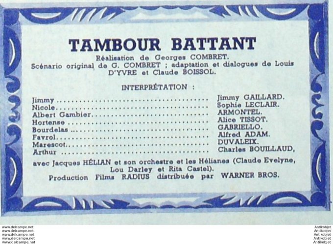 Mon Film 345 53-04- 1 Tambour battant Caillard Tissot Alfred Adam